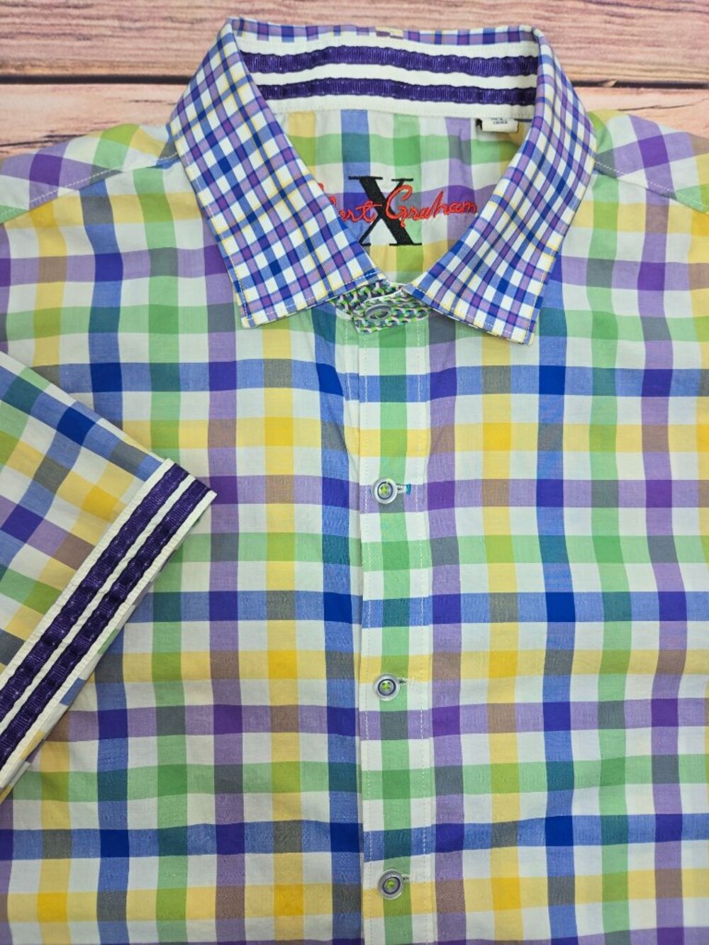 Robert Graham X Collection Mens Short Sleeve Shirt XL Multicolor Check